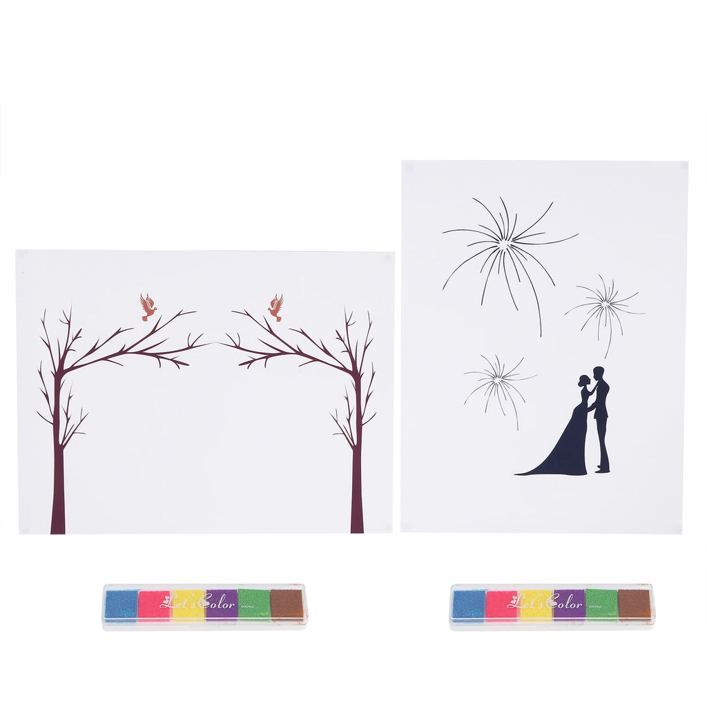 Viccilley Guest Book - 2 Set DIY Pattern Guest Signature Sign‑In Book Guestbook Fingerprint Painting for Wedding Birthday Party