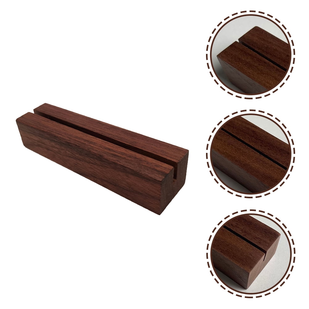 WHAMVOX 12 Pcs Cardholder Wooden Message Box Table Number Holder 10x2.7cm Light Brown