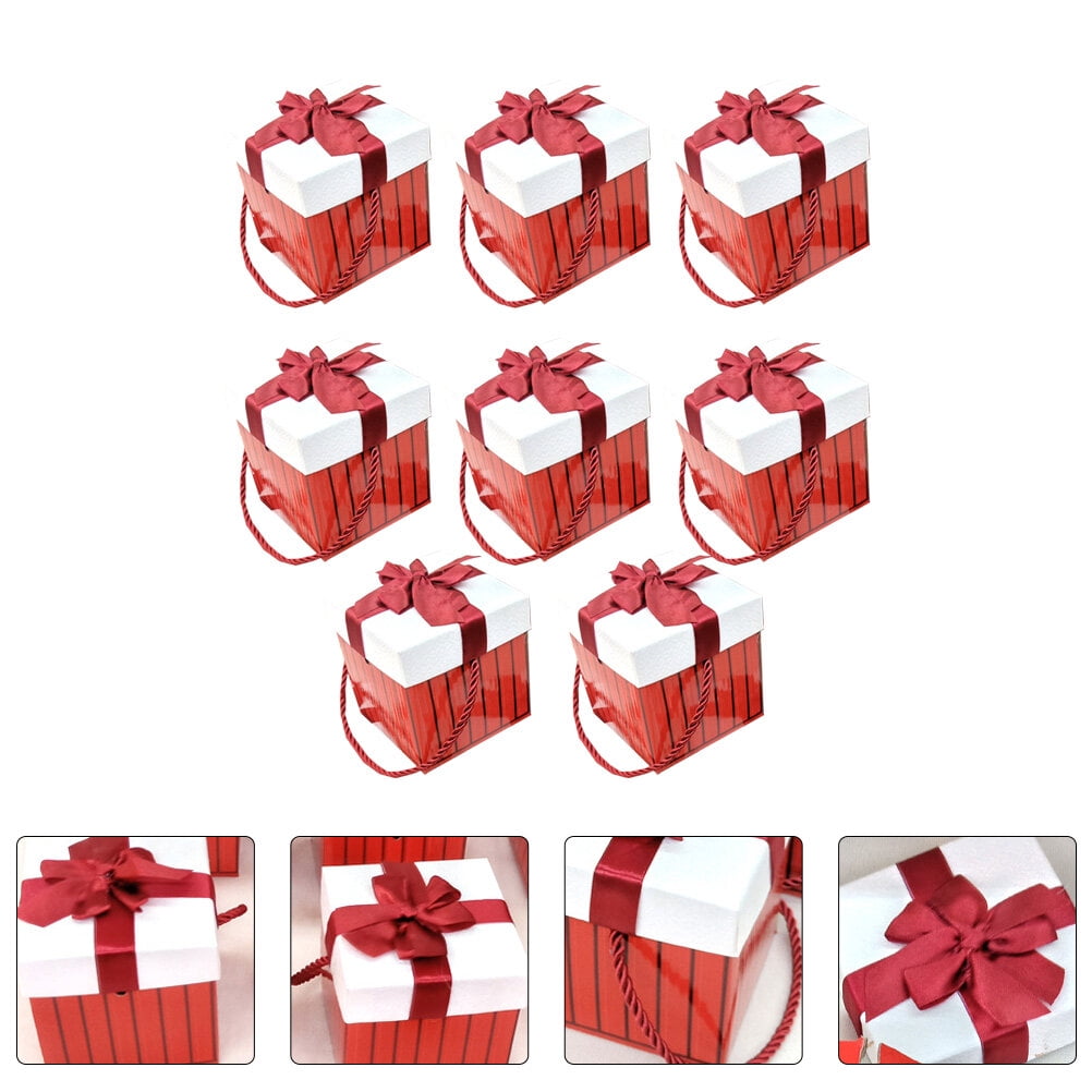 WHAMVOX Red Synthetic Material Gift Box for Storage Portable Christmas Packaging 8 Pieces