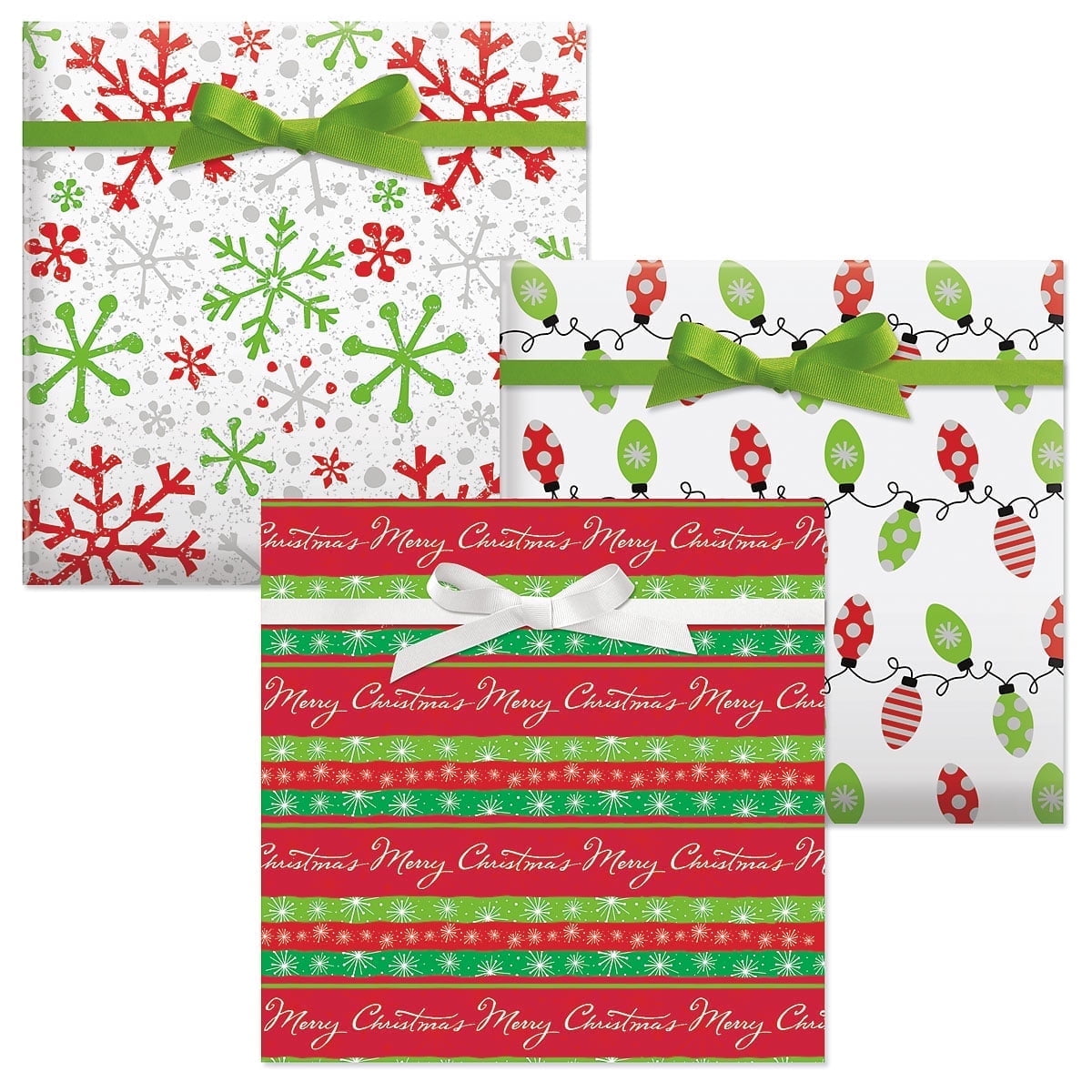 Current Jumbo Gift Wrap Paper Rolls, 3 pack- Horses, Evergreen, Cardinal Print