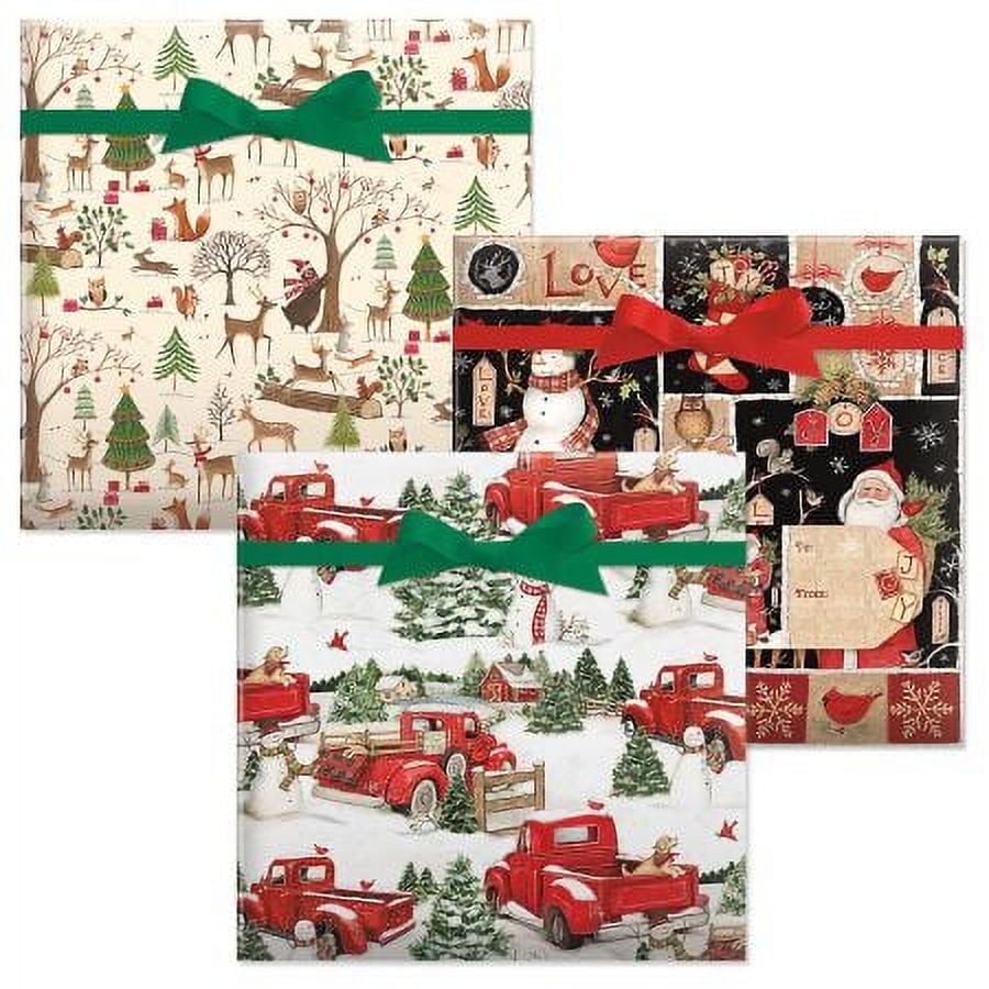 Current Jumbo Gift Wrap Paper Rolls, 3 pack- Horses, Evergreen, Cardinal Print