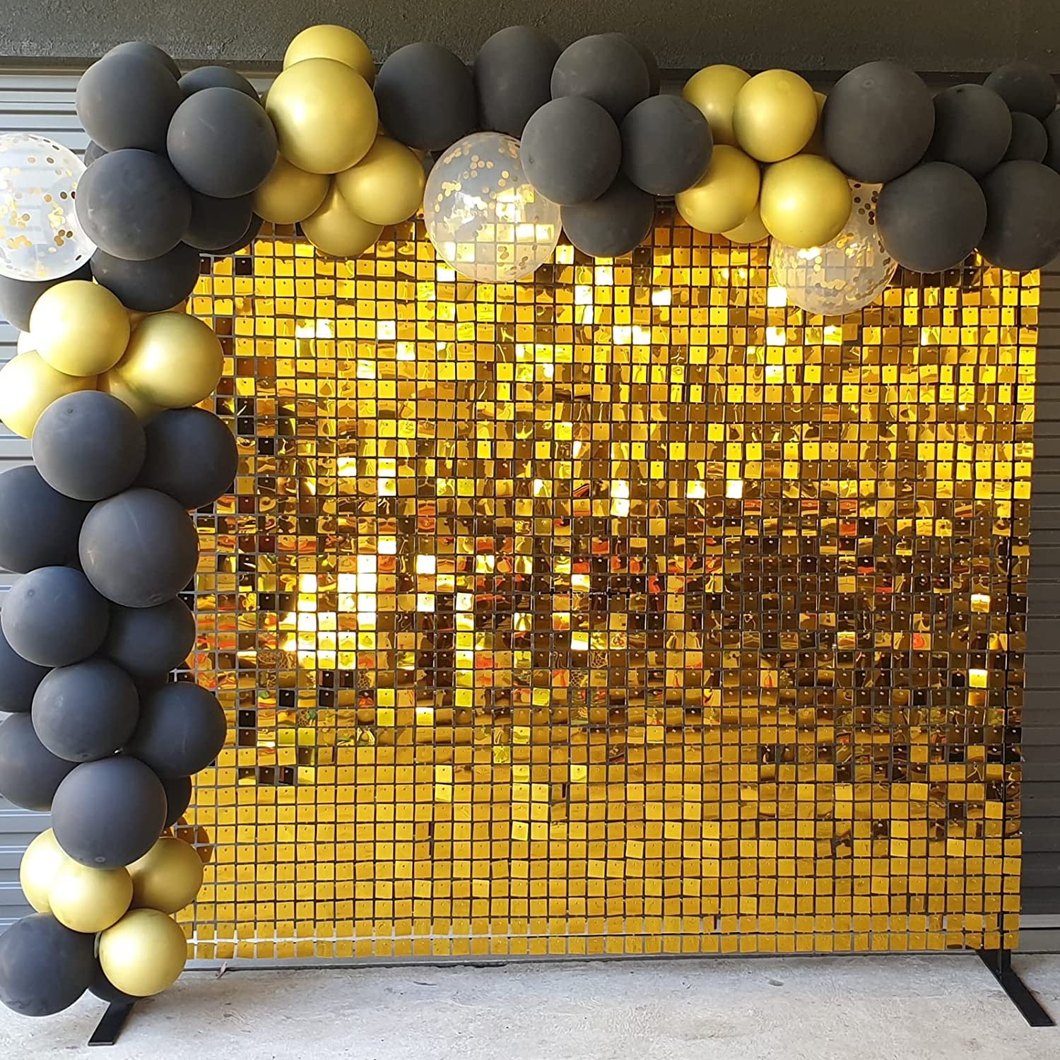 Wall Backdrop with 24 Pcs Gold Square Sequin Panels for Decor of Birthday, Wedding, Party, Graduation and Anniversary