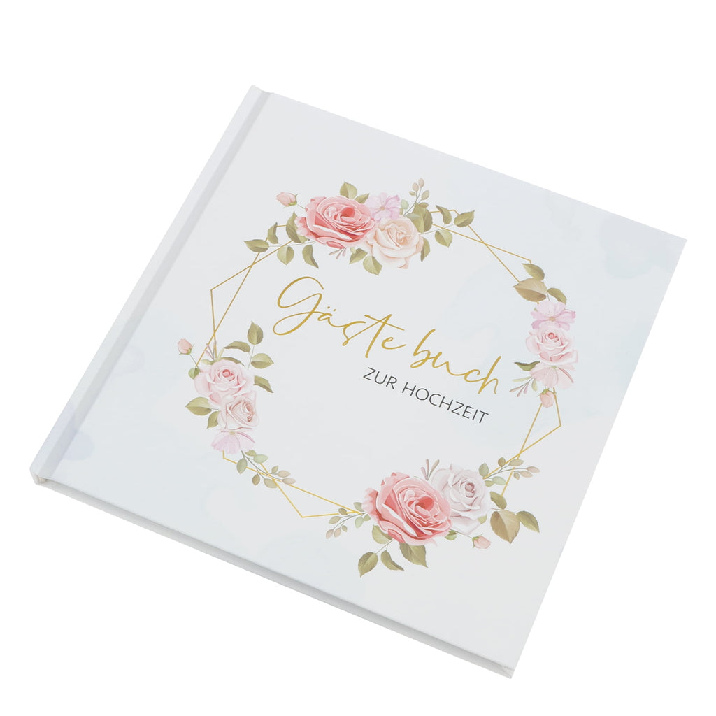 Wedding Guest Book 120 Pages Elegant Flower Pattern Wedding Sign Book Hard Cover Personalized Guest Signature Album for Party Reception Engagement