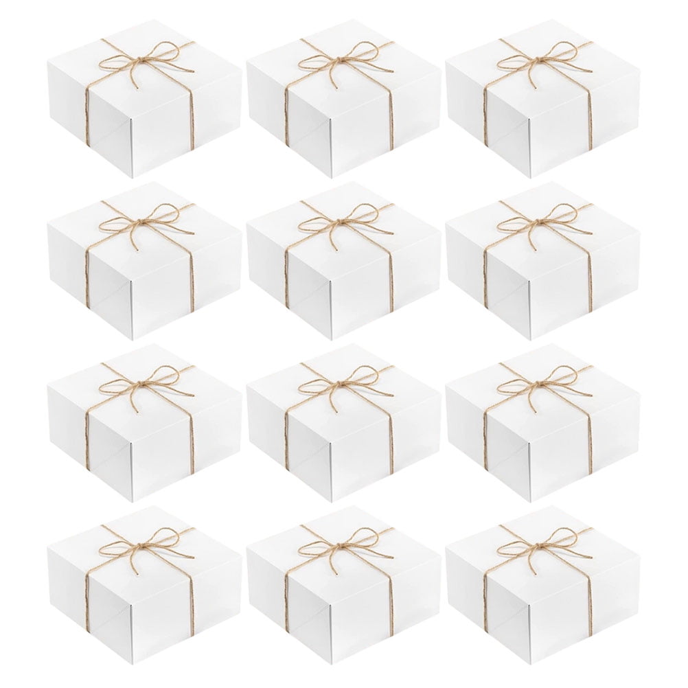 White 12 Pcs Kraft Paper Little Gift Boxes Tiny Packaging Multifunction Rope