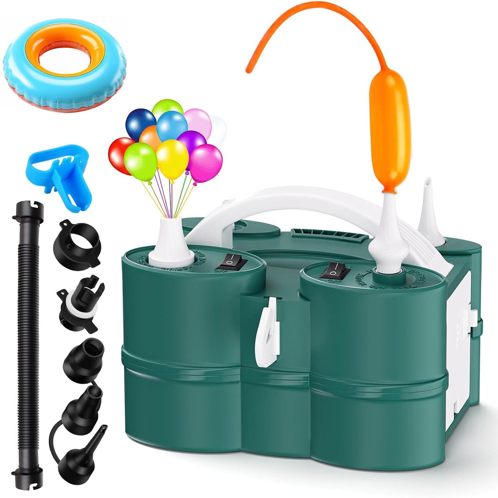 Wiher Balloon Pump, 3-in-1 Portable Electric Air Pump for Inflatables and Balloons, with Hose Extension Quick-Fill 110V AC Inflator Deflator for Pool Floats Air Mattress Inflatables