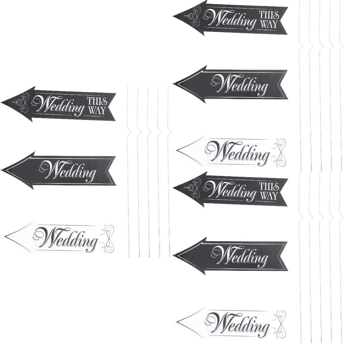 Worgeous 3 Sets  Wedding Signs Printing Wedding Directional Road Signs with Stand Rods