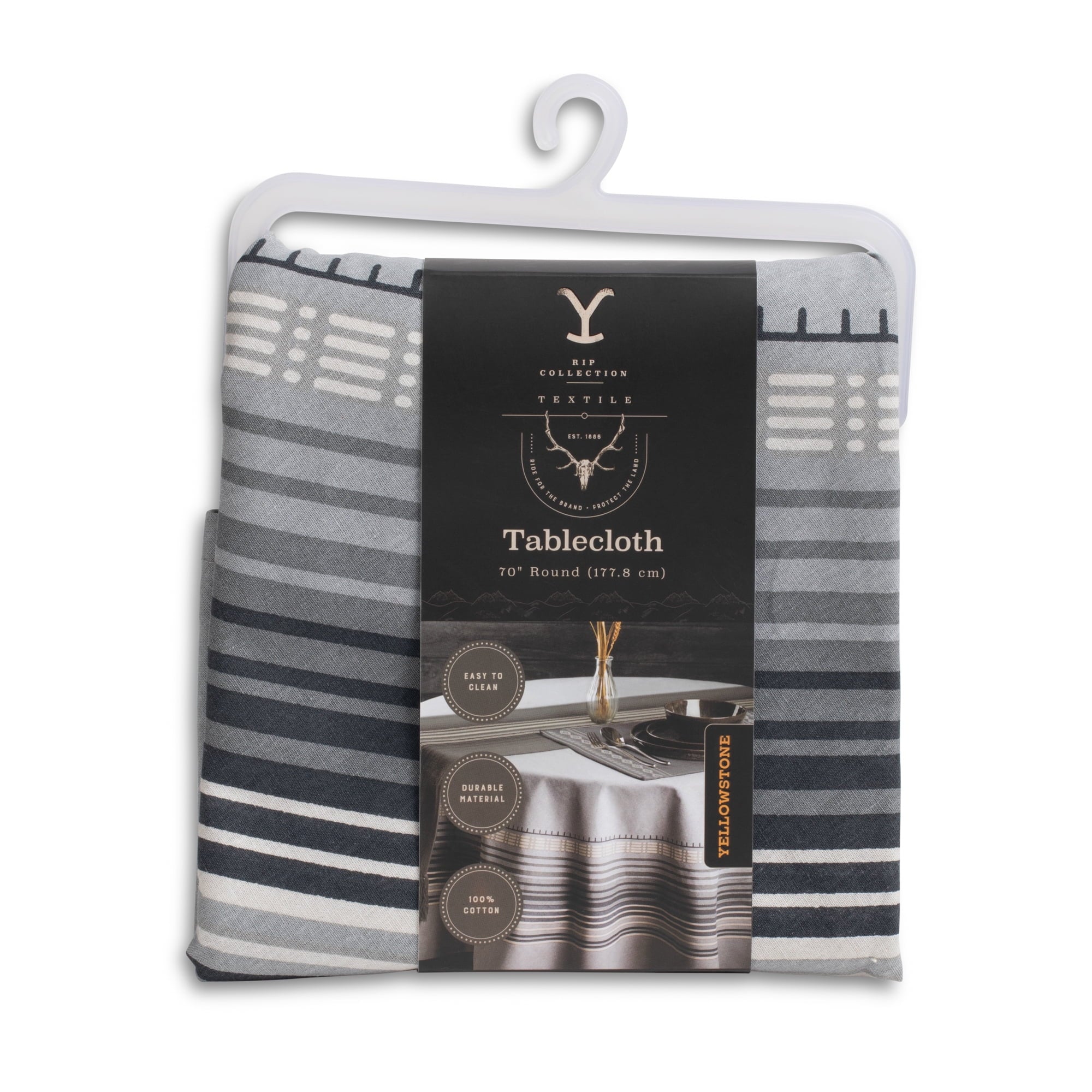 (2 pack) Yellowstone Round Tablecloth 70", Rip Collection