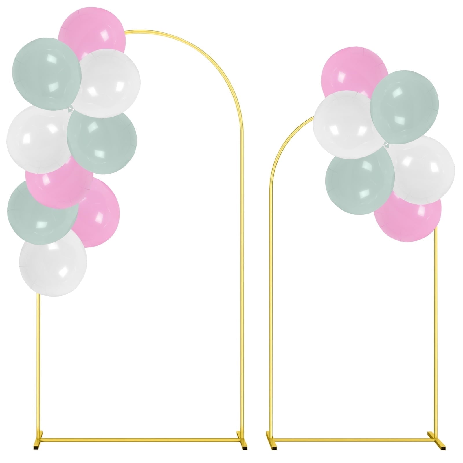 ZYNERY Set of 17 Gold Metal Arch Backdrop Stand, 7.2FT+6FT Wedding Arch Frame with 15 Balloon, for Wedding Birthday Party Baby Shower Graduation Ceremony Decor