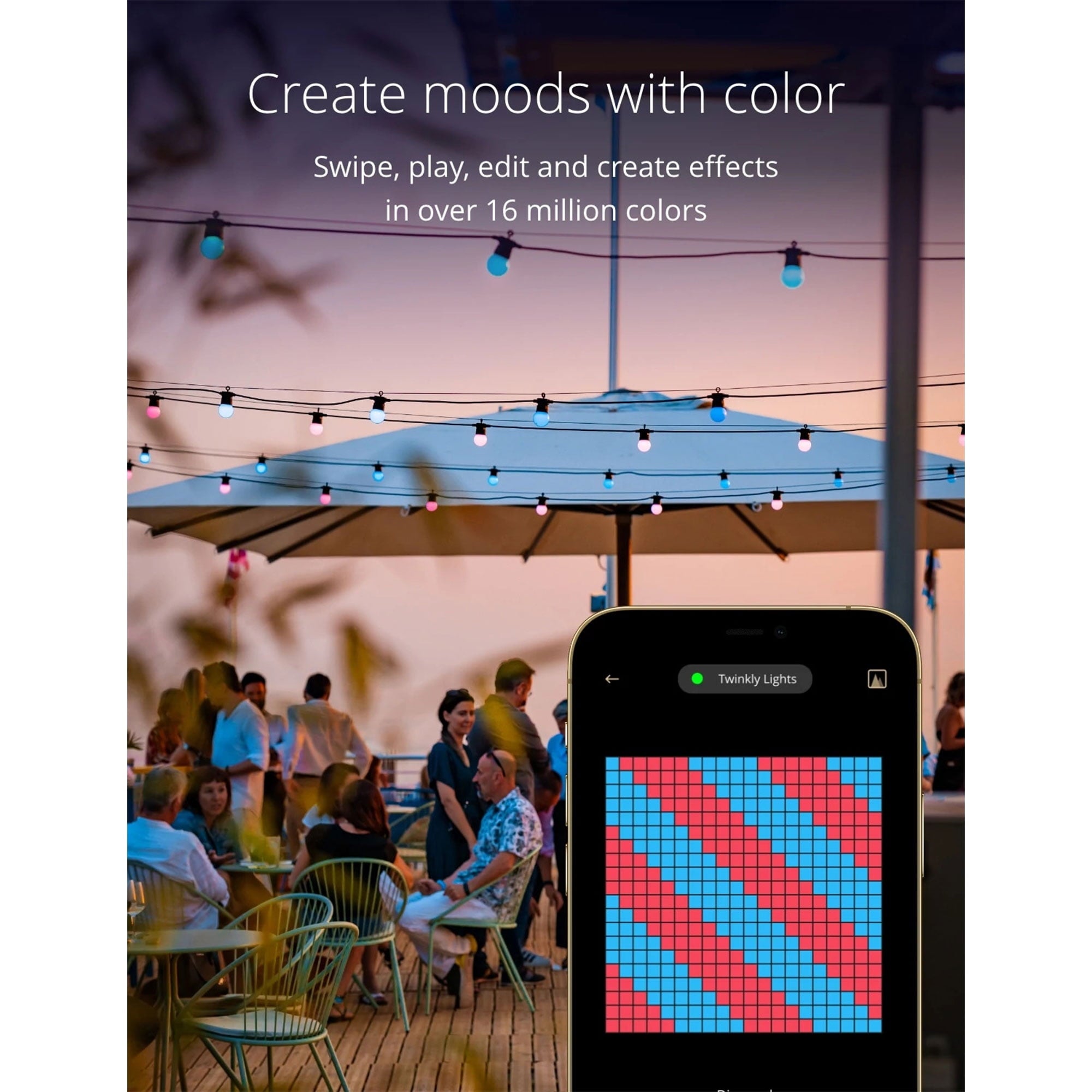 Twinkly Festoon App-Controlled Smart LED 20 Multicolor RGB Bulb Light String