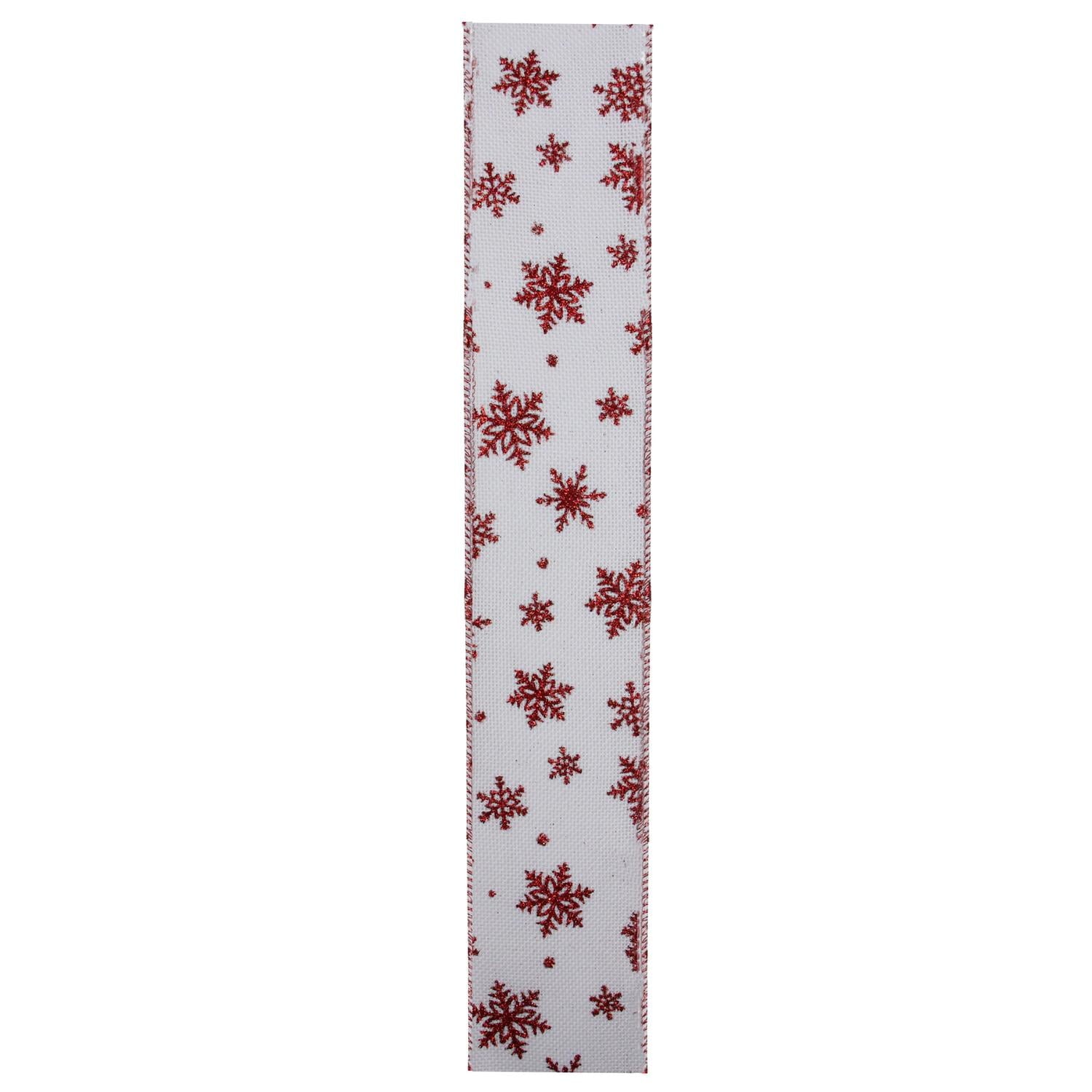 Snowflakes Burlap Wired Christmas Craft Ribbon