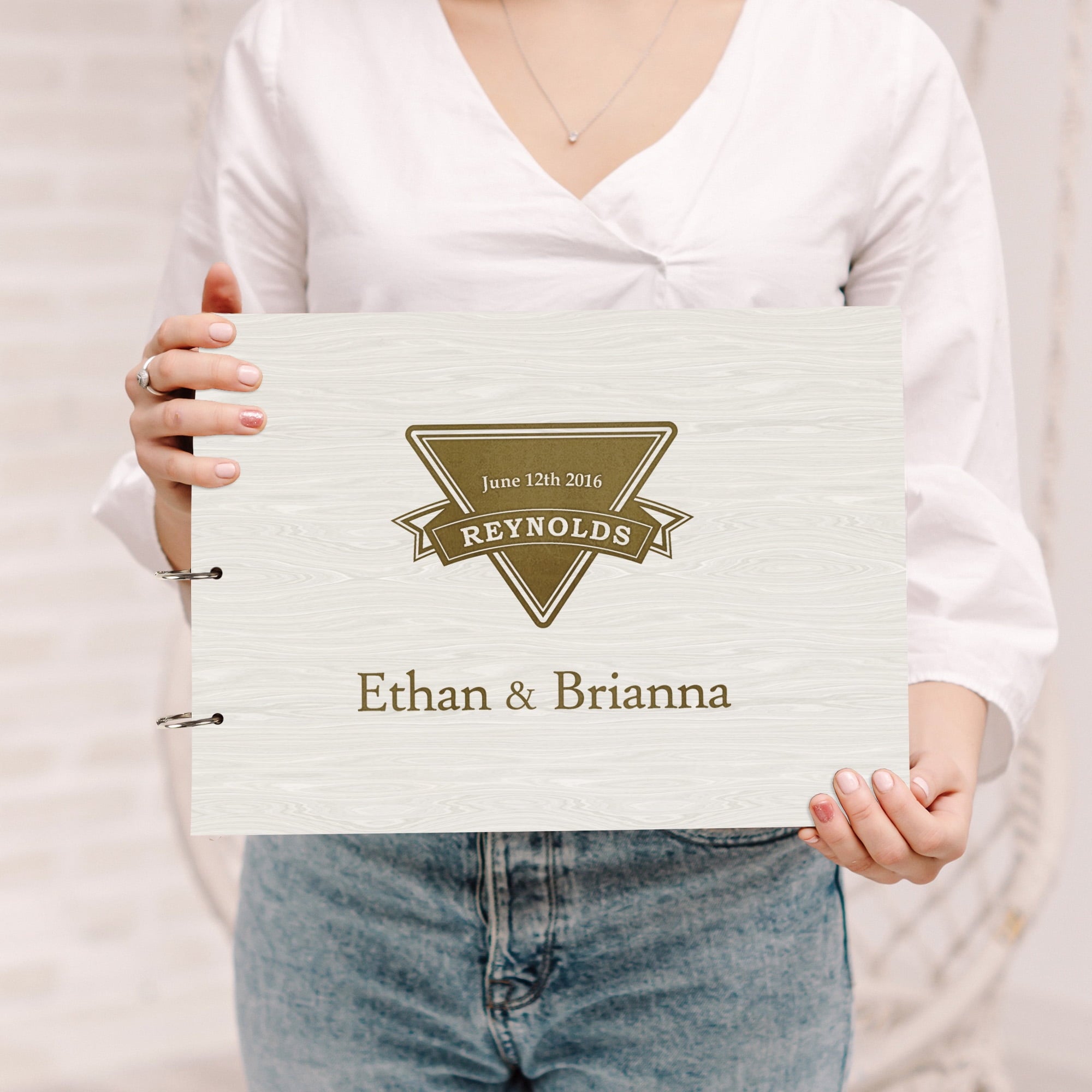 Darling Souvenir Personalized Engraved Laser Cut Wedding Guest Book Wooden Cover Sign-in Book Registry Guestbook Scrapbook-3G