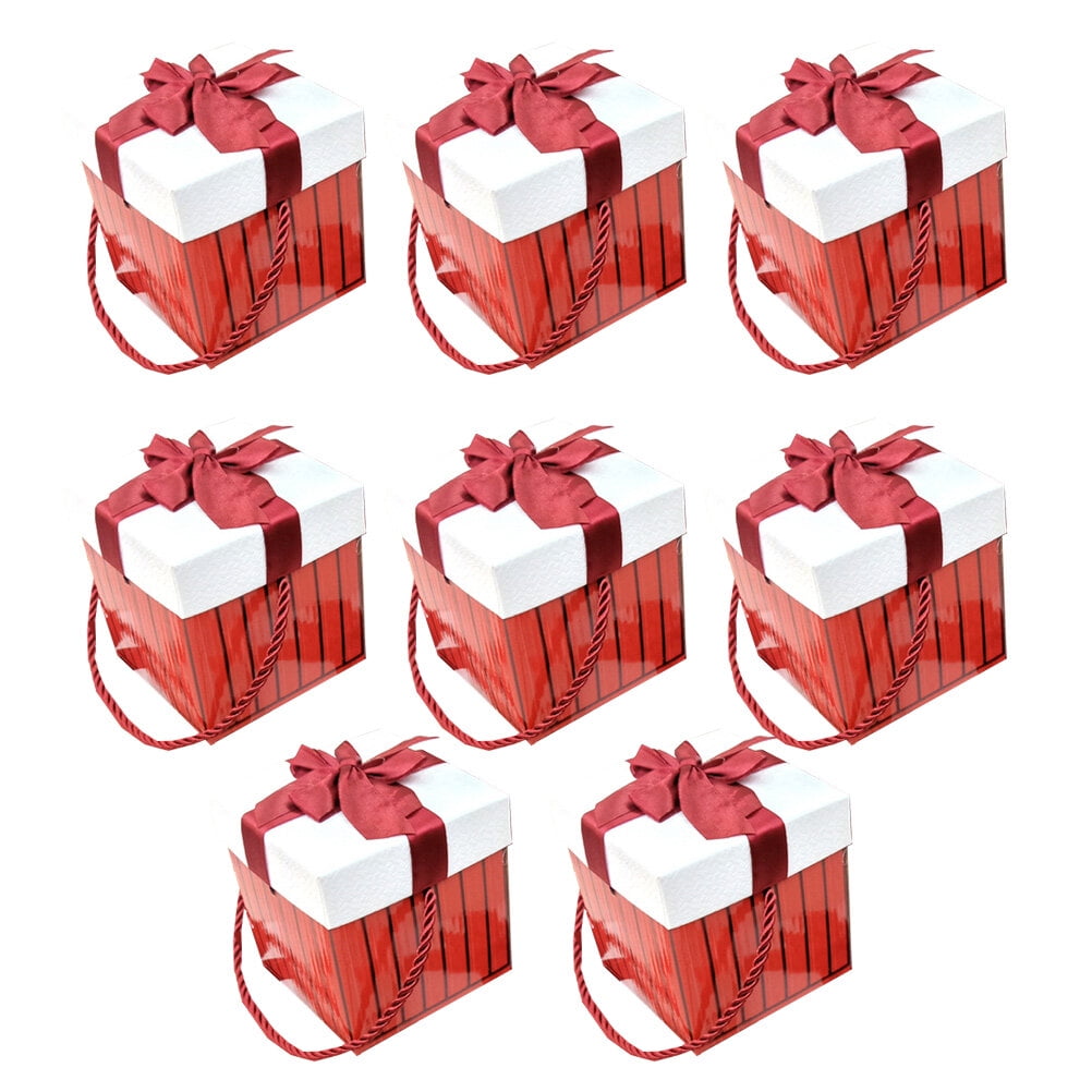 WHAMVOX Red Synthetic Material Gift Box for Storage Portable Christmas Packaging 8 Pieces