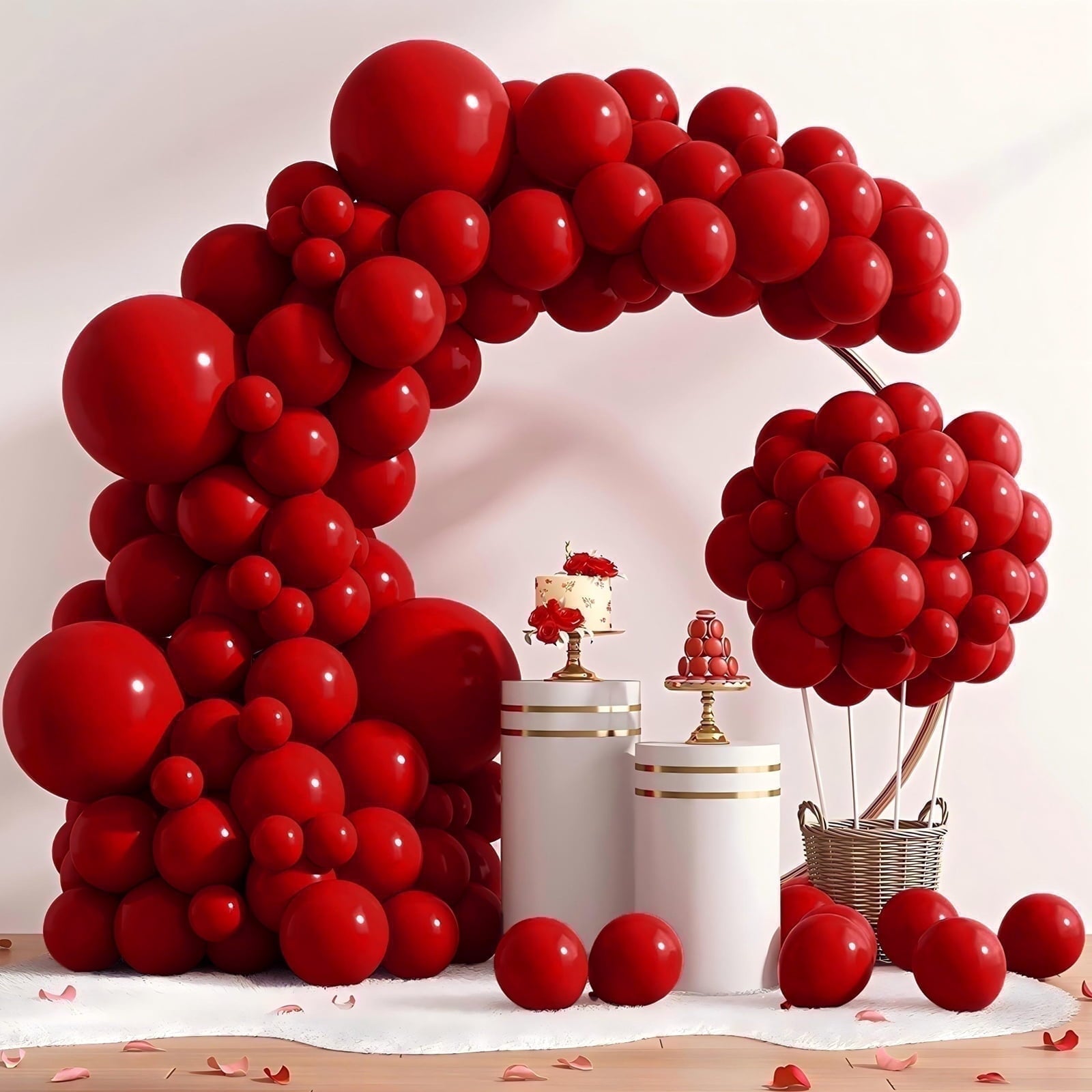 (3 pack) Lockways Red Latex Arch Balloons Kit with Balloons Include - 129pcs Red Balloons for Garland Arches