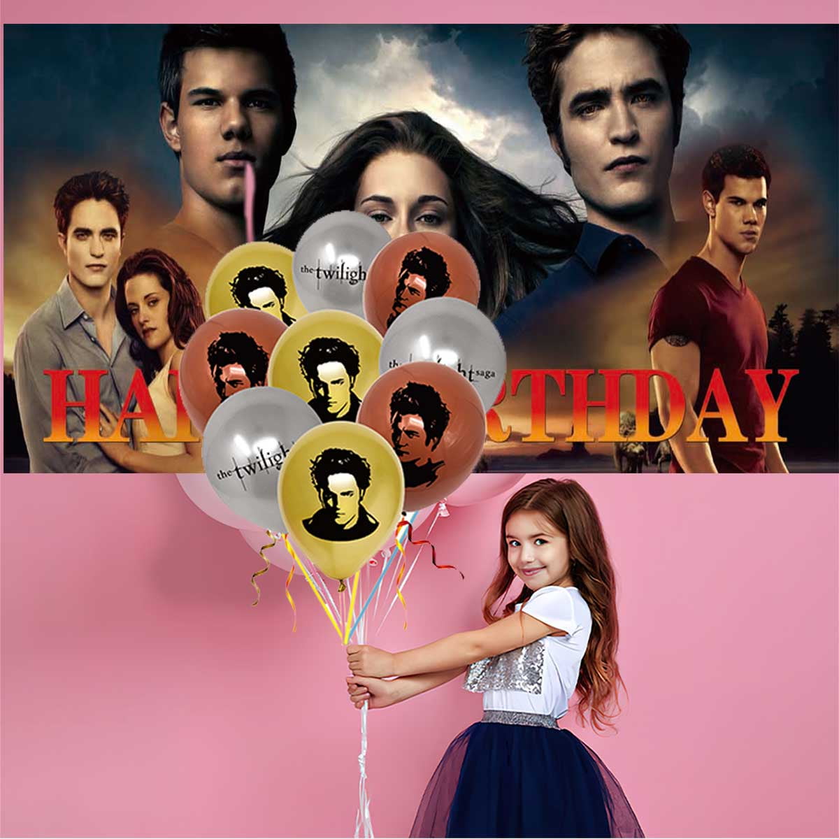 Twilight Balloons Supplies Party Decor Plates Decorations Banner Cake Topper Tableware Banner Backdrop