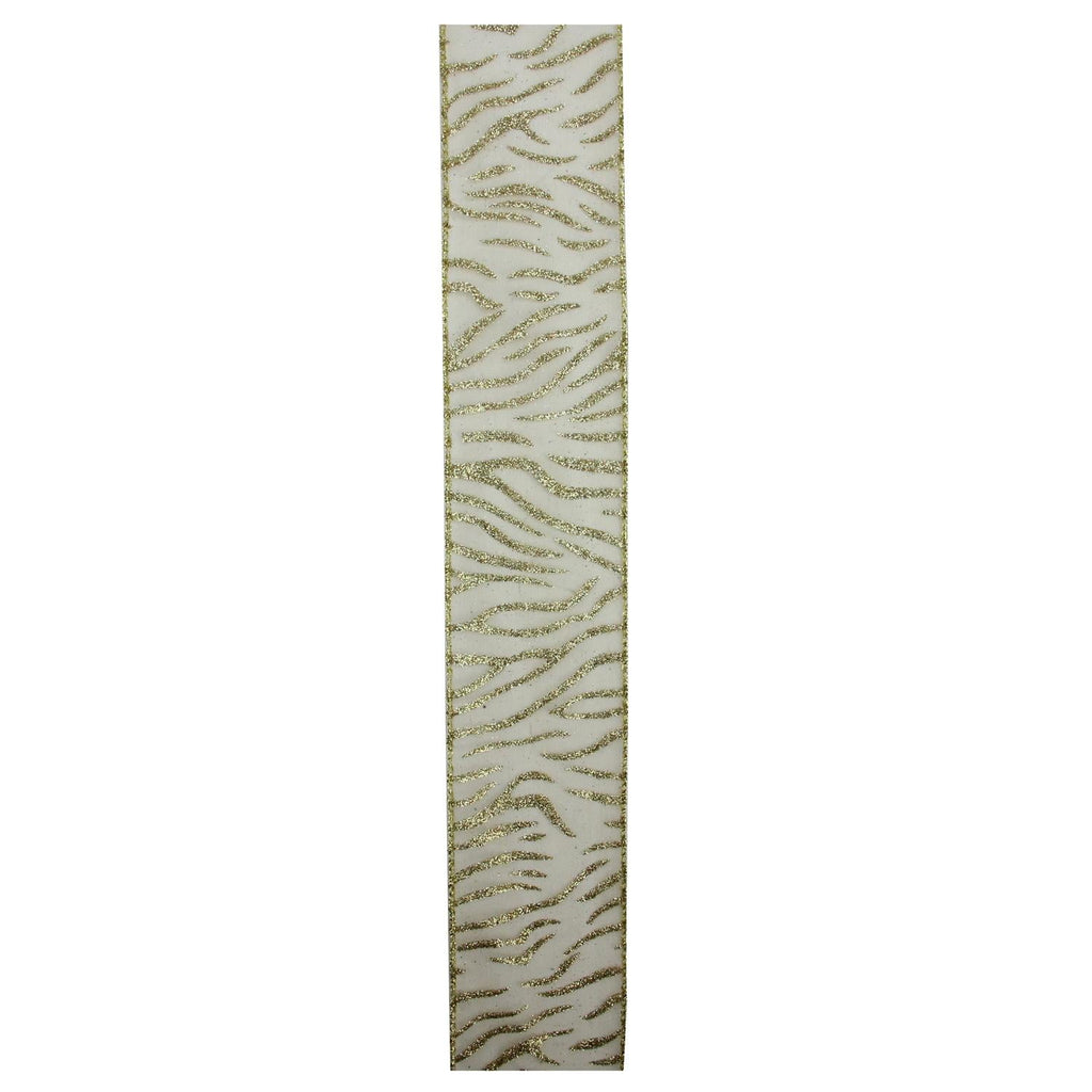 Sparkling Gold Lines Wired Christmas Craft Ribbon