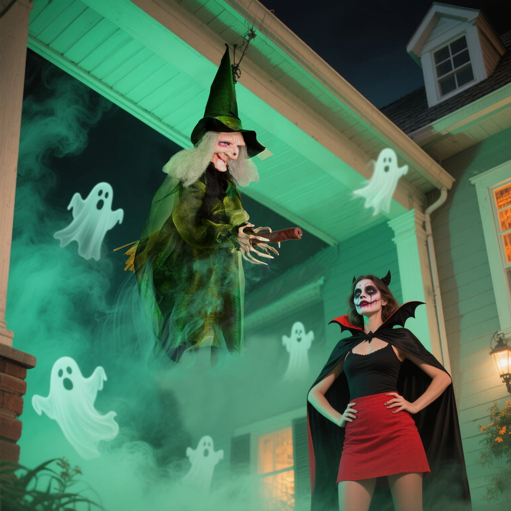 Halloween Witch Outdoor Decoraciones  Flying Witches Hanging Decor Halloween Hanging Witch Green