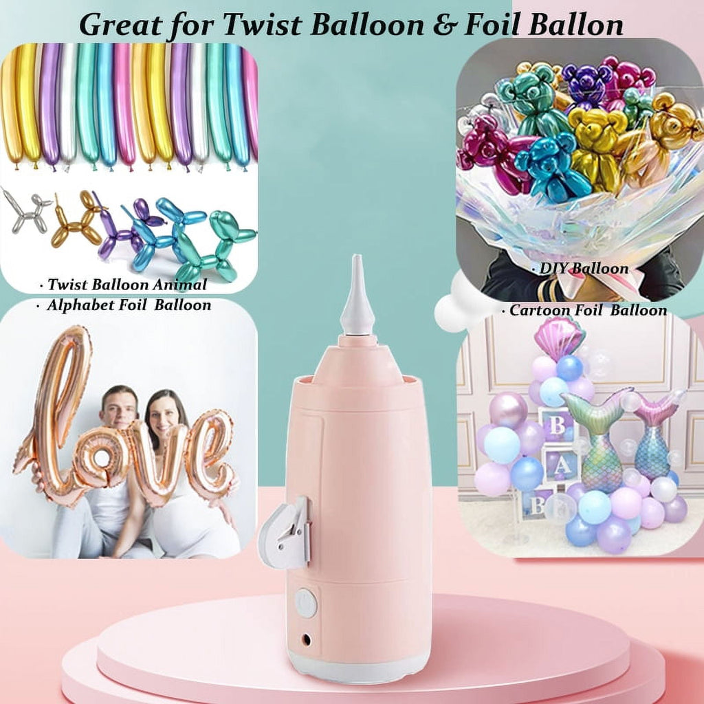 Electric Magic Balloon Pump, Electric Air Inflator Party Air Blower Pump with 1 Nozzle 1 Balloon Cutter and 10 Pcs Long Balloons,Great for Twisty Curly Balloon, Foil Balloons