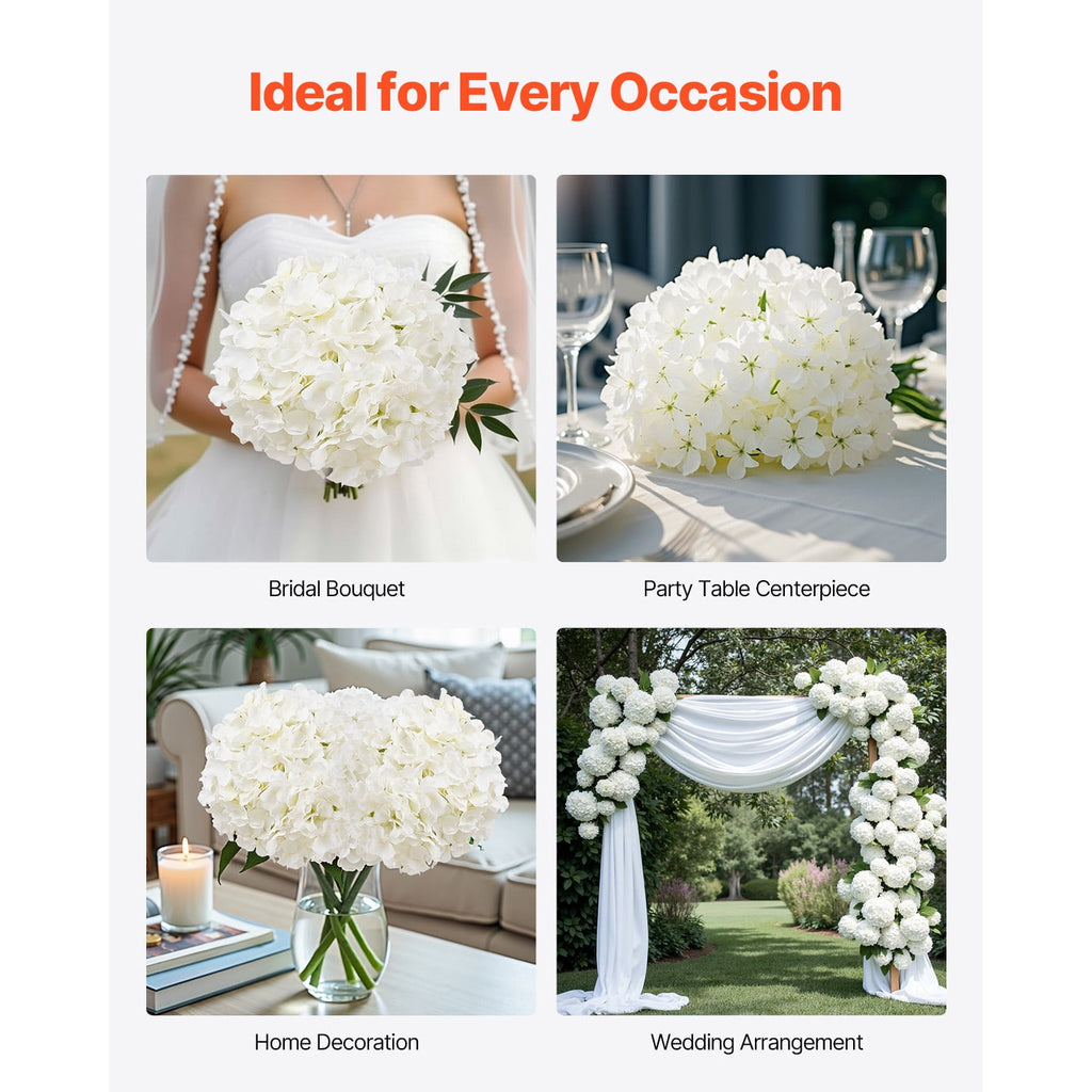 KFFKFF Synthetic Blooms, 305 Count Lifelike White Silk Imitation Hydrangea Bunch, White Counterfeit Bridal Shower with Stems for Handmade Wedding Posies, Household Centerpiece Designs