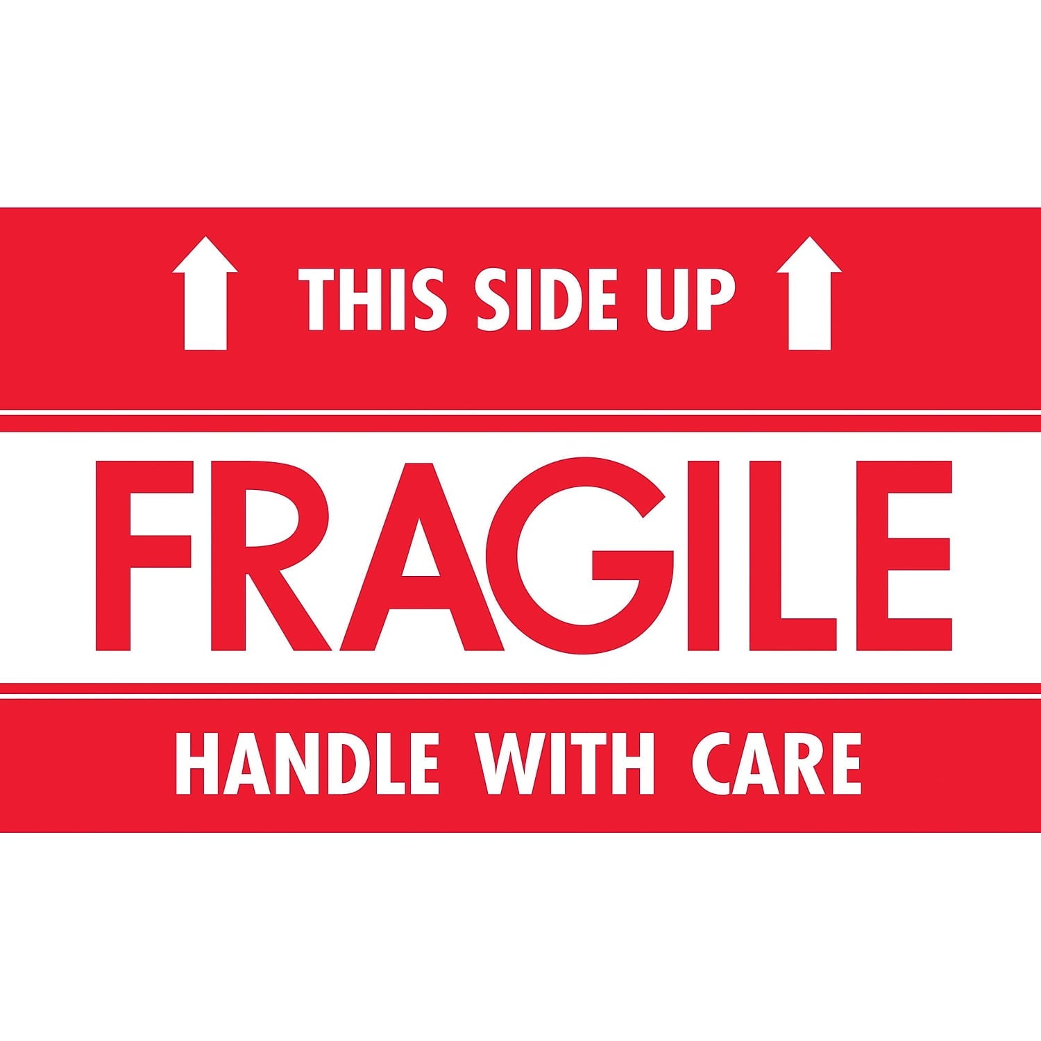 Tape Logic Labels "Fragile - This Side Up - HWC" 3" x 5" Red/White 500/Roll SCL521