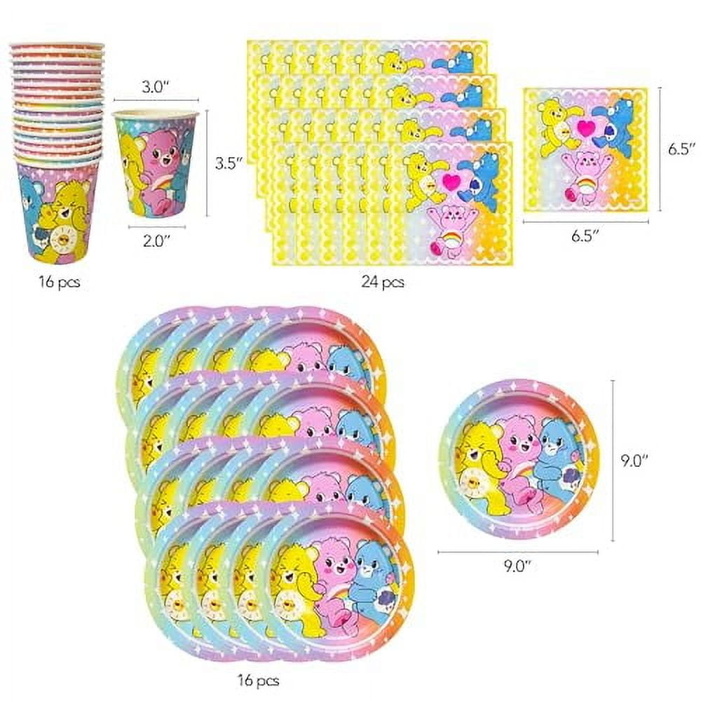 Care Bears Birthday Decorations 58pc Table Decorations Original Care Bears Party Supplies: Paper Plates, Cups Napkins, Table Cloth Cake Topper Rainbow Party Favor Gender Reveal Decor 3+