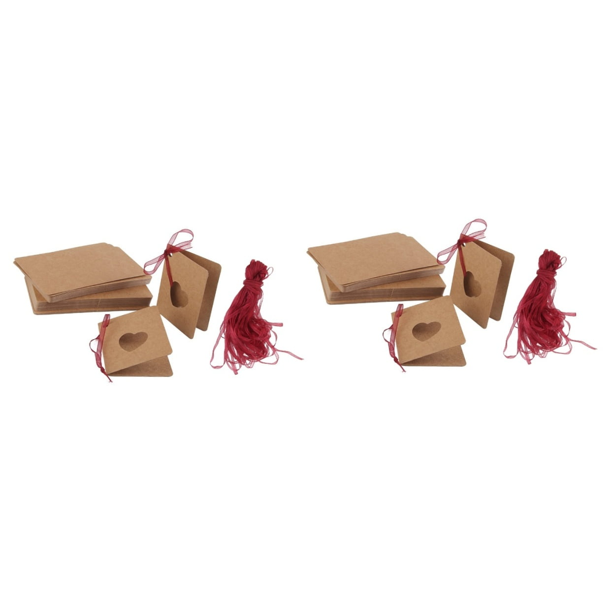 Masteelf 300 pcs Tag Kraft Paper Hanging Tag with Red Rope Hollow-out Heart Shape Lable for Wedding Birthday Decoration