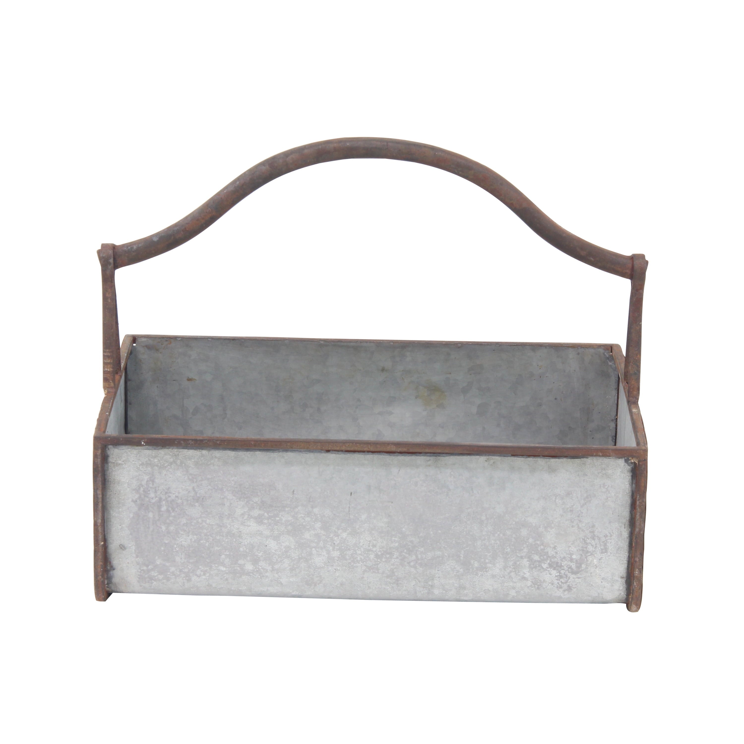 DecMode 16", 18" Grey Metal Farmhouse Planter, 2 - Pieces