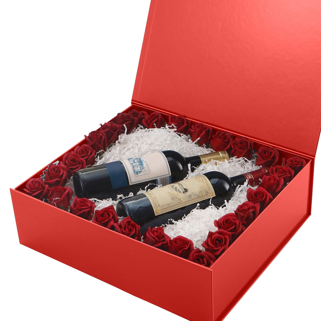 PKGSMART Extra Large Gift Box for Mother's Day, 16.3x14.2x5 inches, Red Magnetic Gift Box for Present