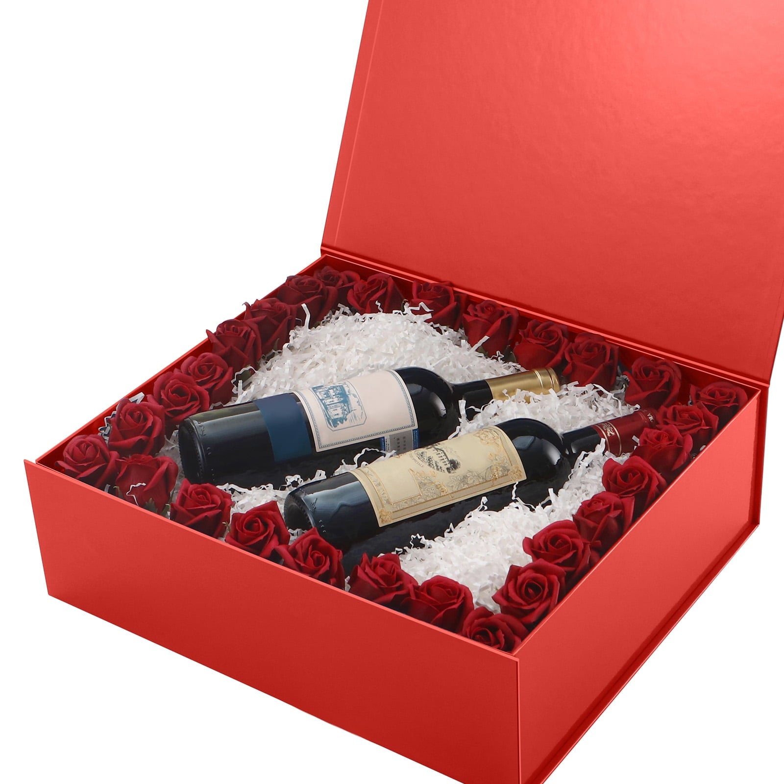 PKGSMART Extra Large Gift Box for Mother's Day, 16.3x14.2x5 inches, Red Magnetic Gift Box for Present