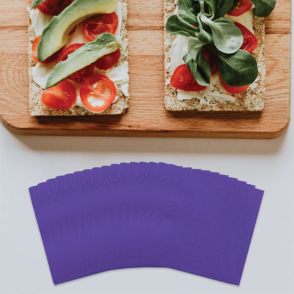 JAM Paper Bulk Small Beverage Napkins, 5x5, Purple, 480/Box
