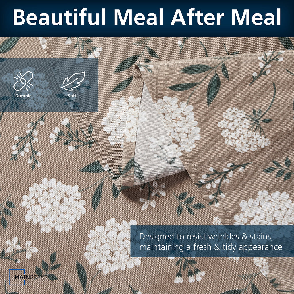 (3 pack) Mainstays Farmhouse Tablecloth Summer Floral Brown Fabric, 70" Round, Hydrangea