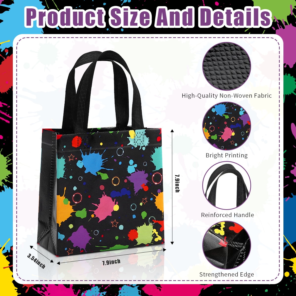 Gift Bags Glow in the Dark Glow Party Gift Treat Bag with Handles Non Woven Goodie Bags for Party 40 Pcs
