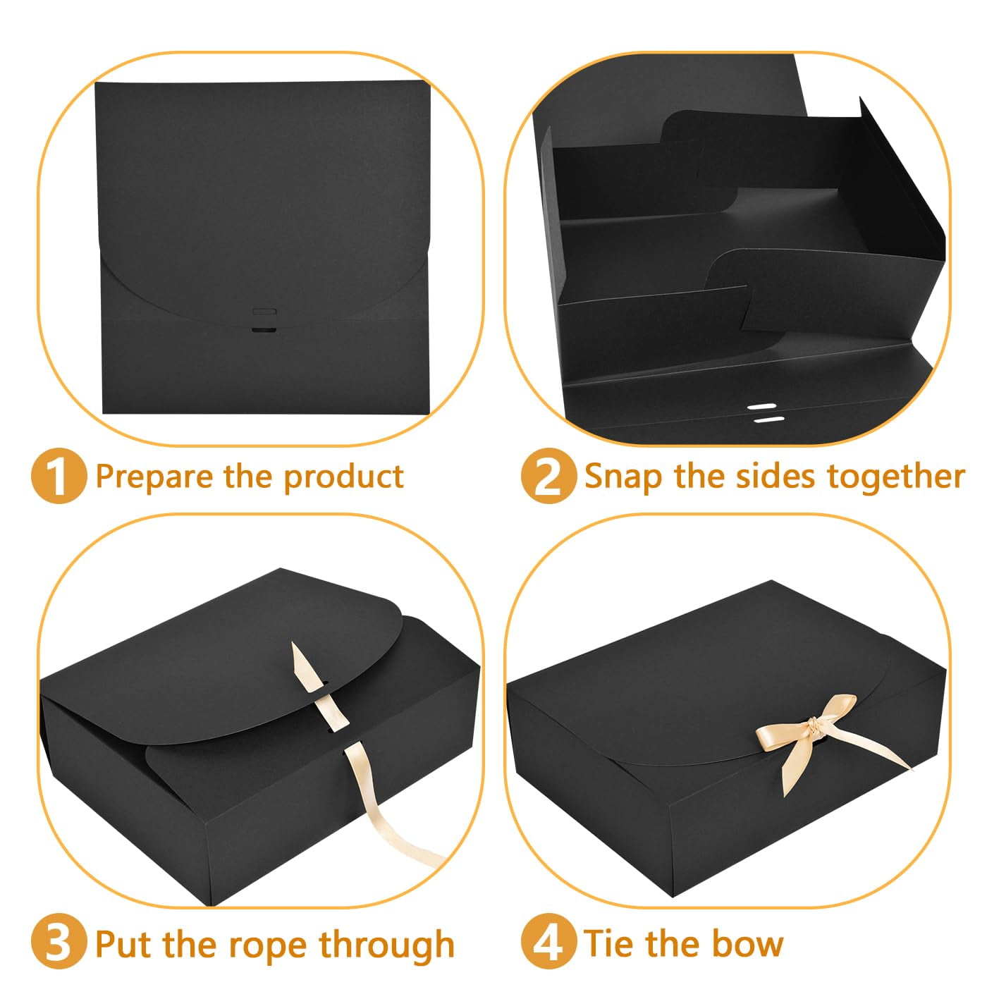 20Pack Large Gift Boxes with Lids, 12.2x9.8x3.1Inch Black Gift Boxes with Ribbon, Groomsmen Proposal Box Paper Gift Boxes