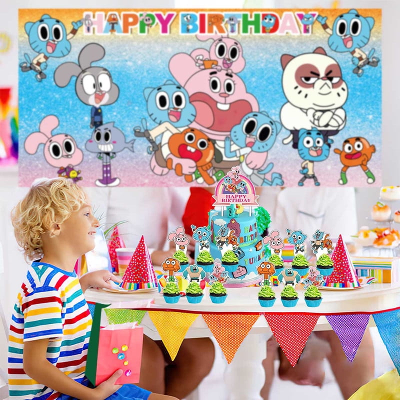 The Amazing World of Gumball Goodie Bags Treat Candy Decorations Party Favor Supplies Birthday Cake Topper Backdrop Banner