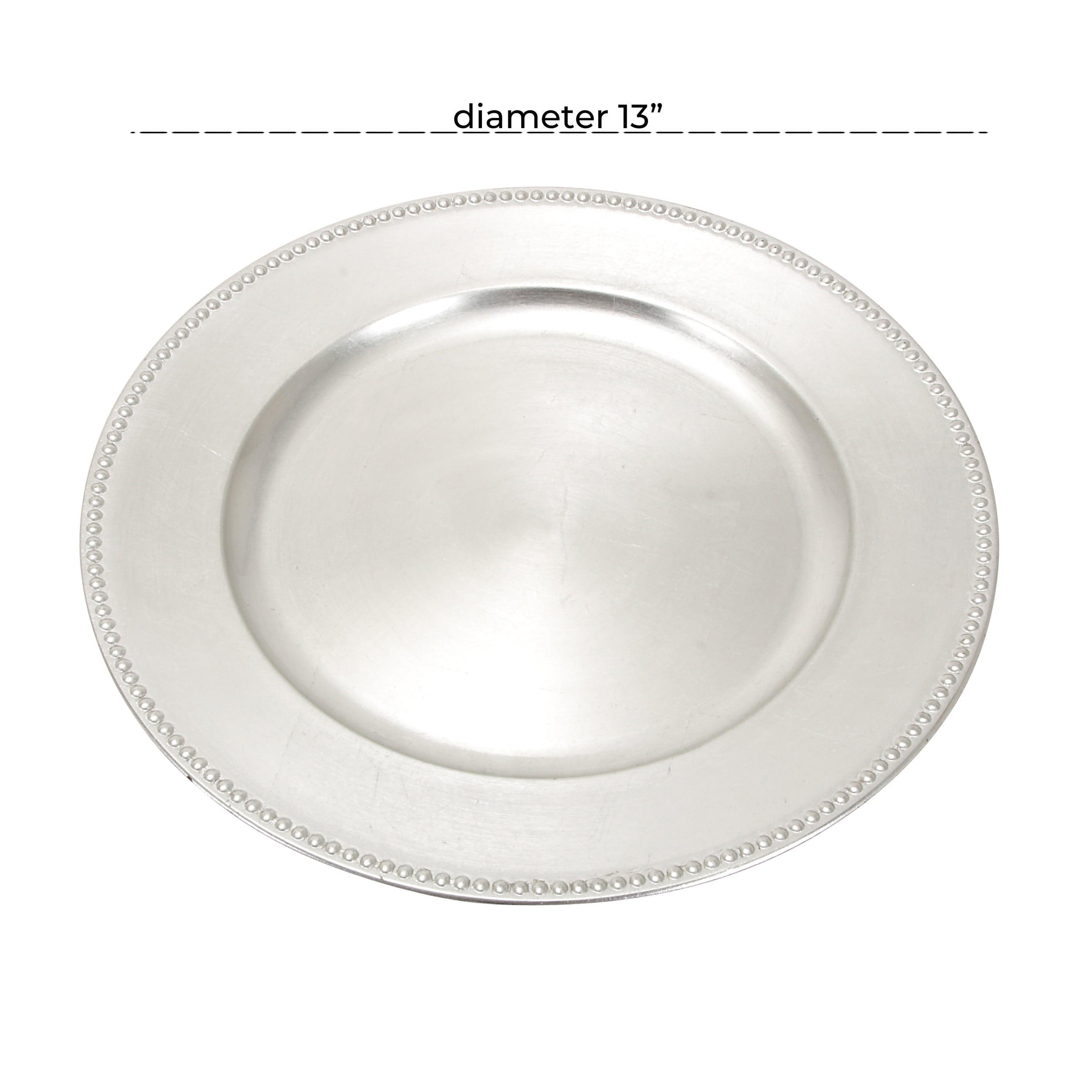 DecMode 13" Round Silver Melamine Charger, Set of 8