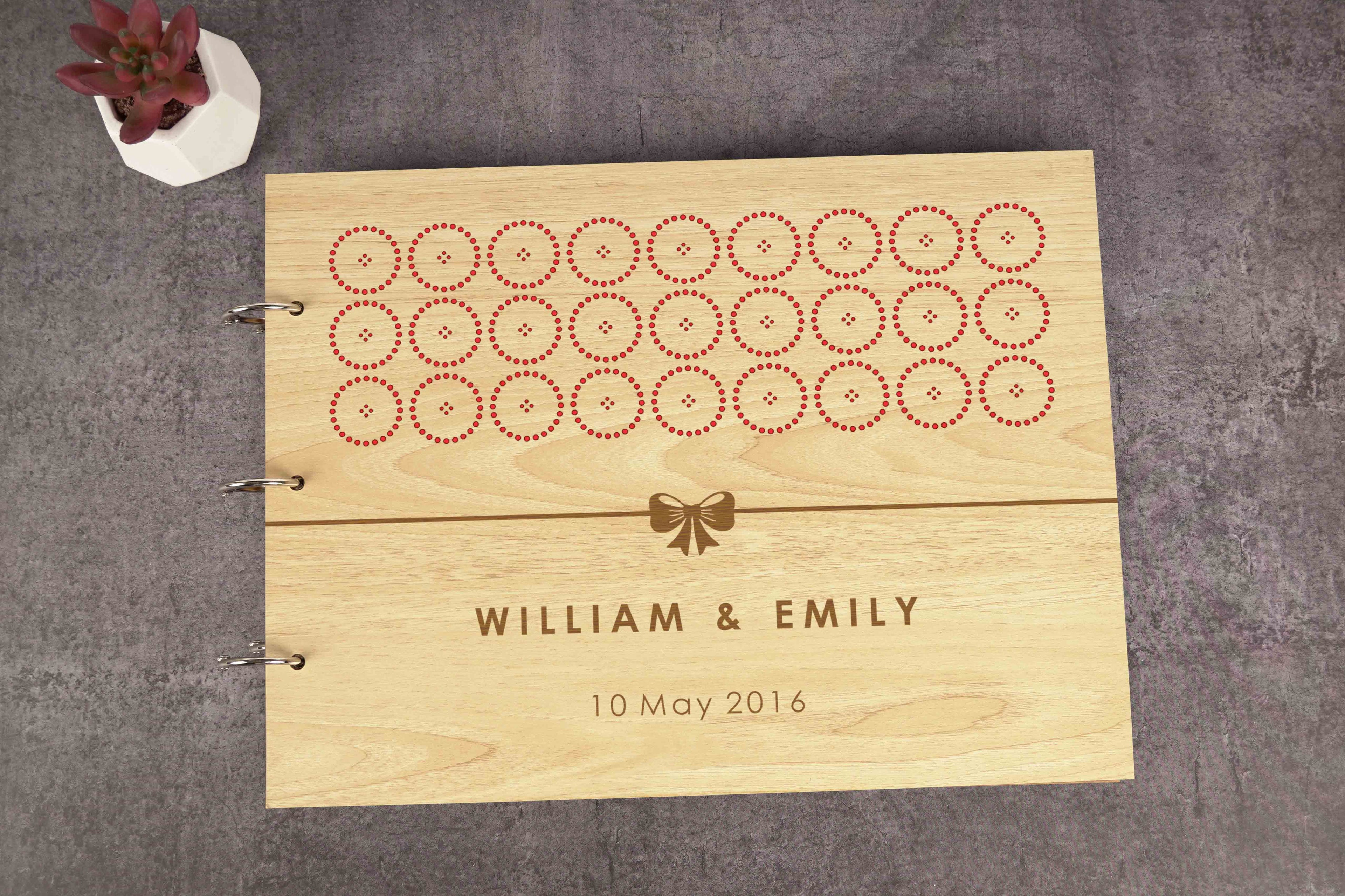 Darling Souvenir Personalized Engraved Laser Cut Wedding Guest Book Wooden Cover Sign-in Book Registry Guestbook Scrapbook-F8