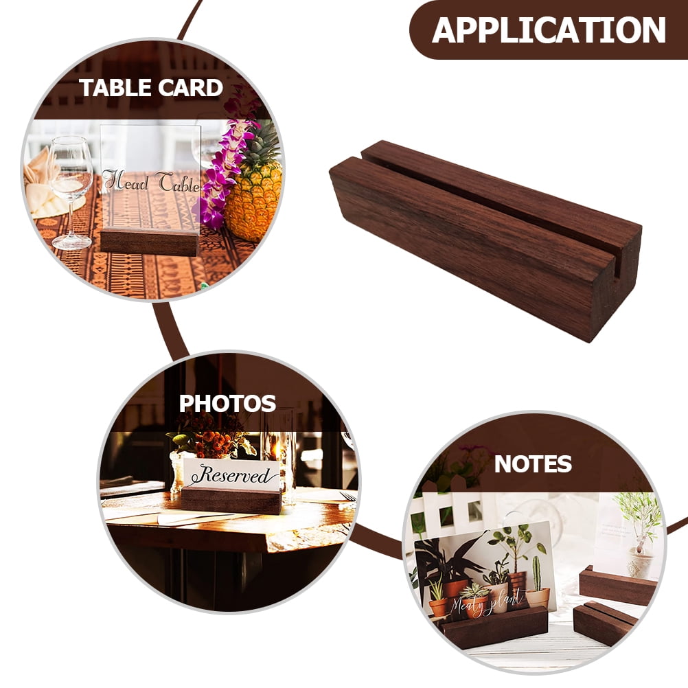 WHAMVOX 12 Pcs Cardholder Wooden Message Box Table Number Holder 10x2.7cm Light Brown