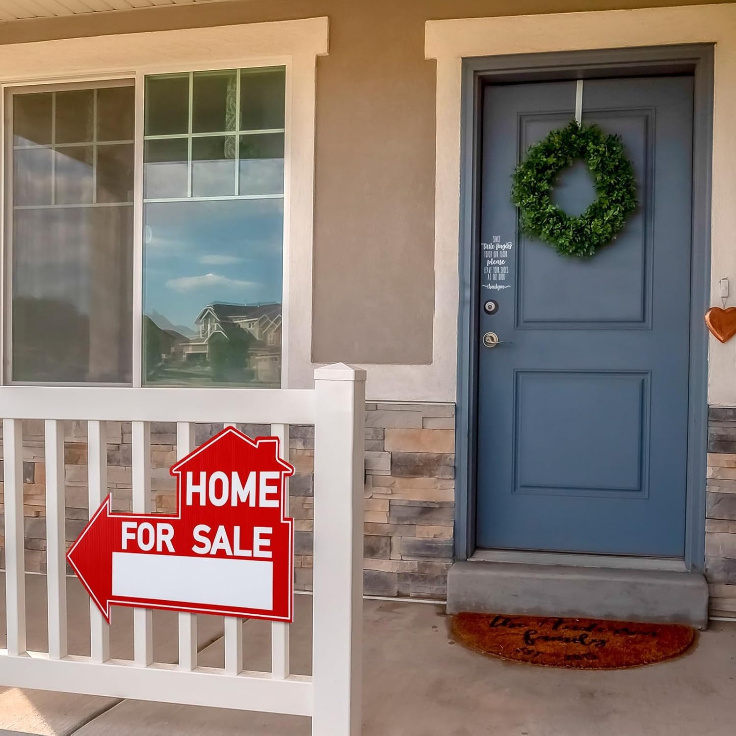 6 Pcs Home for Sale Signs with Stakes 12 x 16 Inch Double Sided for Sale by Owner Yard Sign Directional Arrow Estate Sale Signs for Real Estate Lawn Garden Yard(Home for Sale)