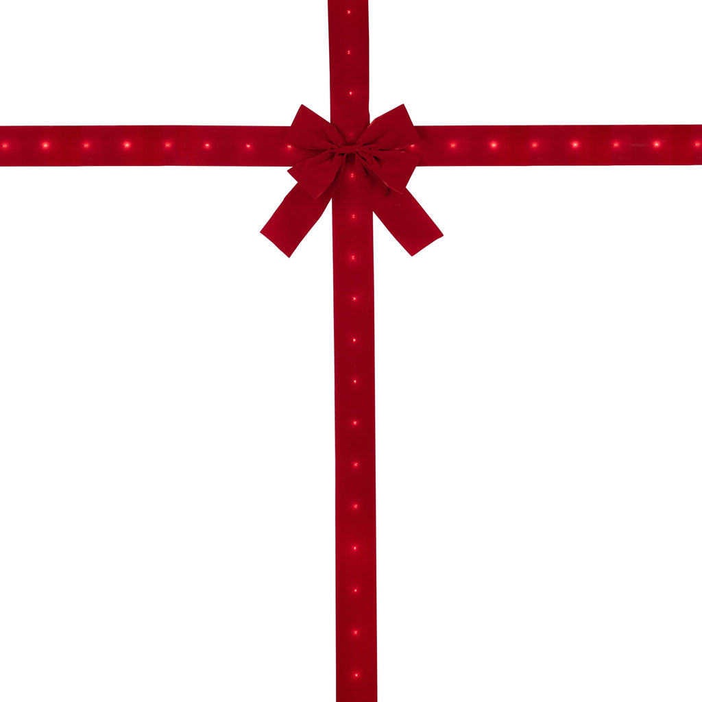 Northlight 14' Pre-Lit Battery Operated Red Velvet Christmas Door Bow