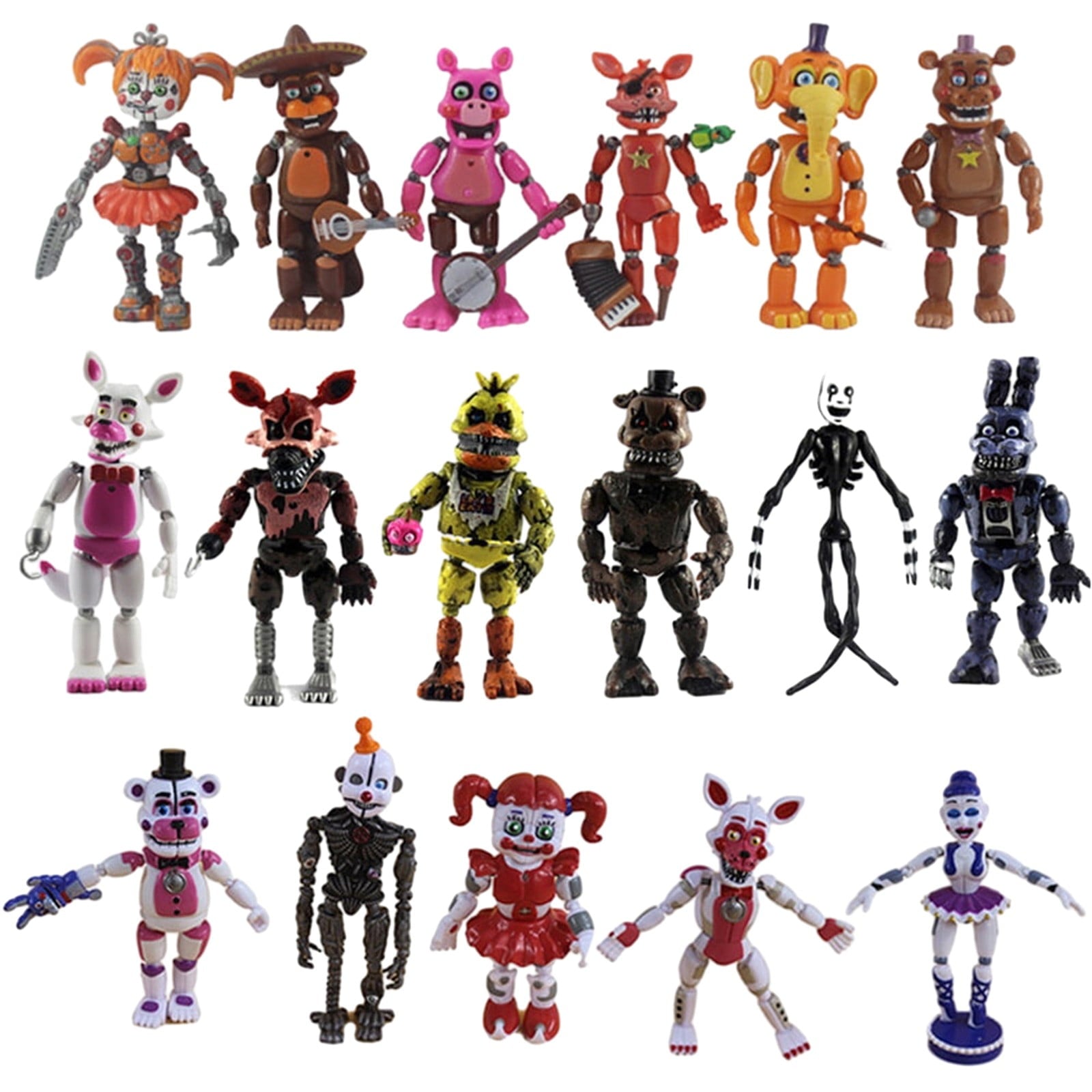 Kdfny FNAF Action Figures 17 Pcs Five Nights at Freddy's Movable Joints Collectible Toys | Colorful Game Figures, Cake Toppers & Gifts for Kids & Fans