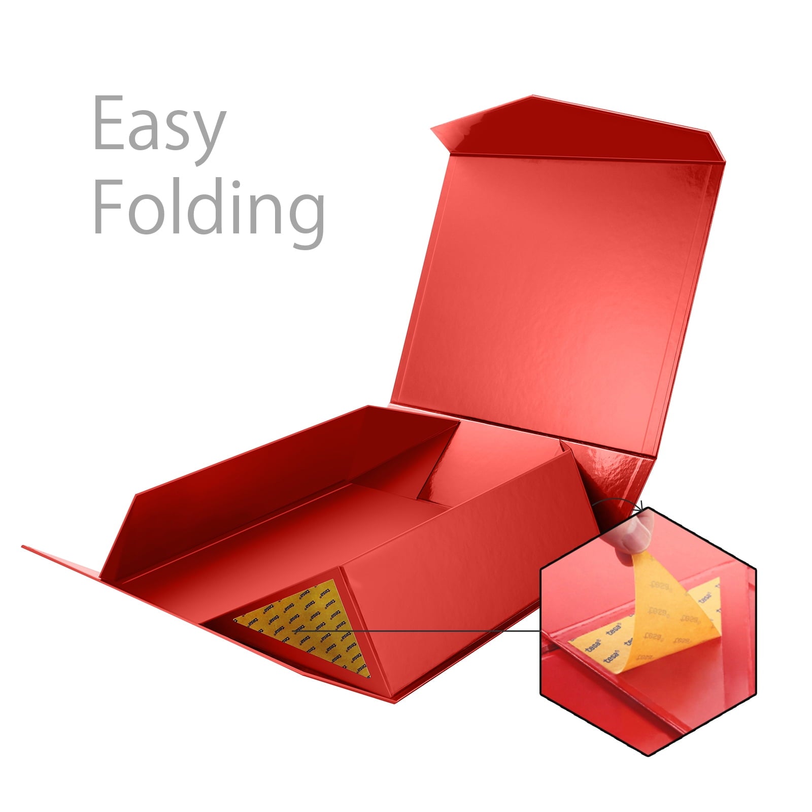 PKGSMART Extra Large Gift Box for Mother's Day, 16.3x14.2x5 inches, Red Magnetic Gift Box for Present