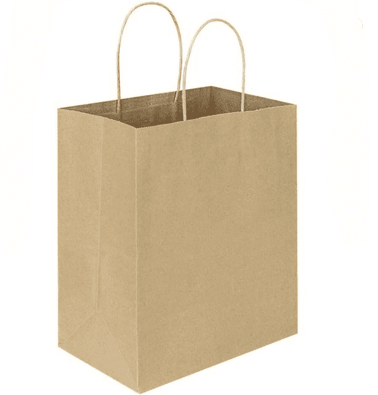 100 Brown Kraft Paper Gift Bags with Handles, 8.26in Small Shopping Bags for Retail, Parties & Gifts