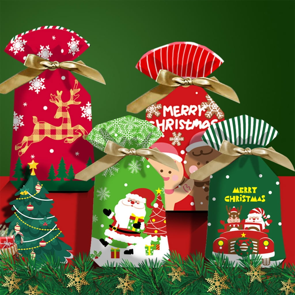 BYDOT Christmas Gift Bag 50Pcs with Drawstring Wedding Birthday New Year Gift