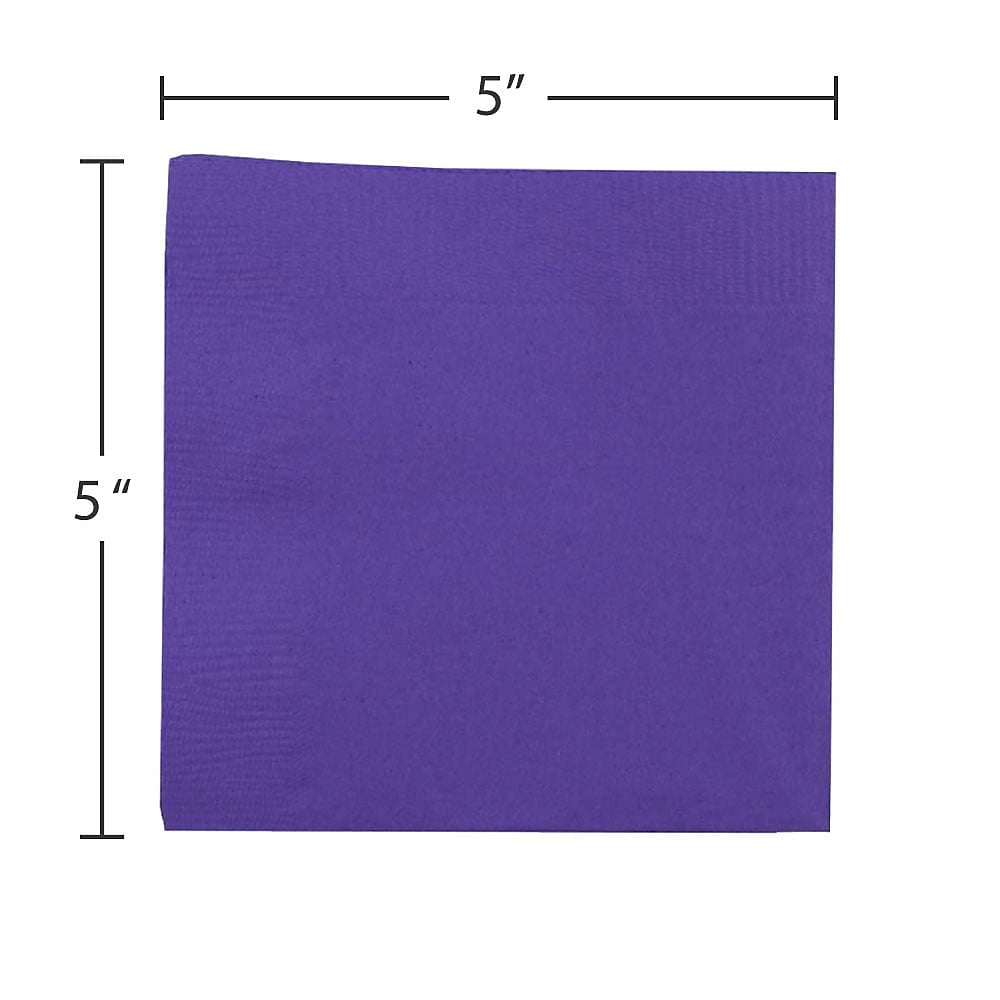 JAM Paper Bulk Small Beverage Napkins, 5x5, Purple, 480/Box
