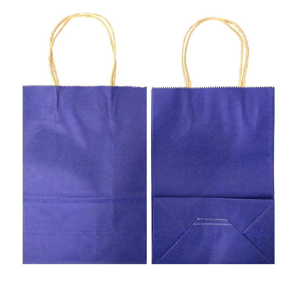 AZOWA Navy Gift Bags Small Kraft Paper Bags with Handles (5 x 3.1 x 8.2 in, Navy Blue Color, 50 Pcs)