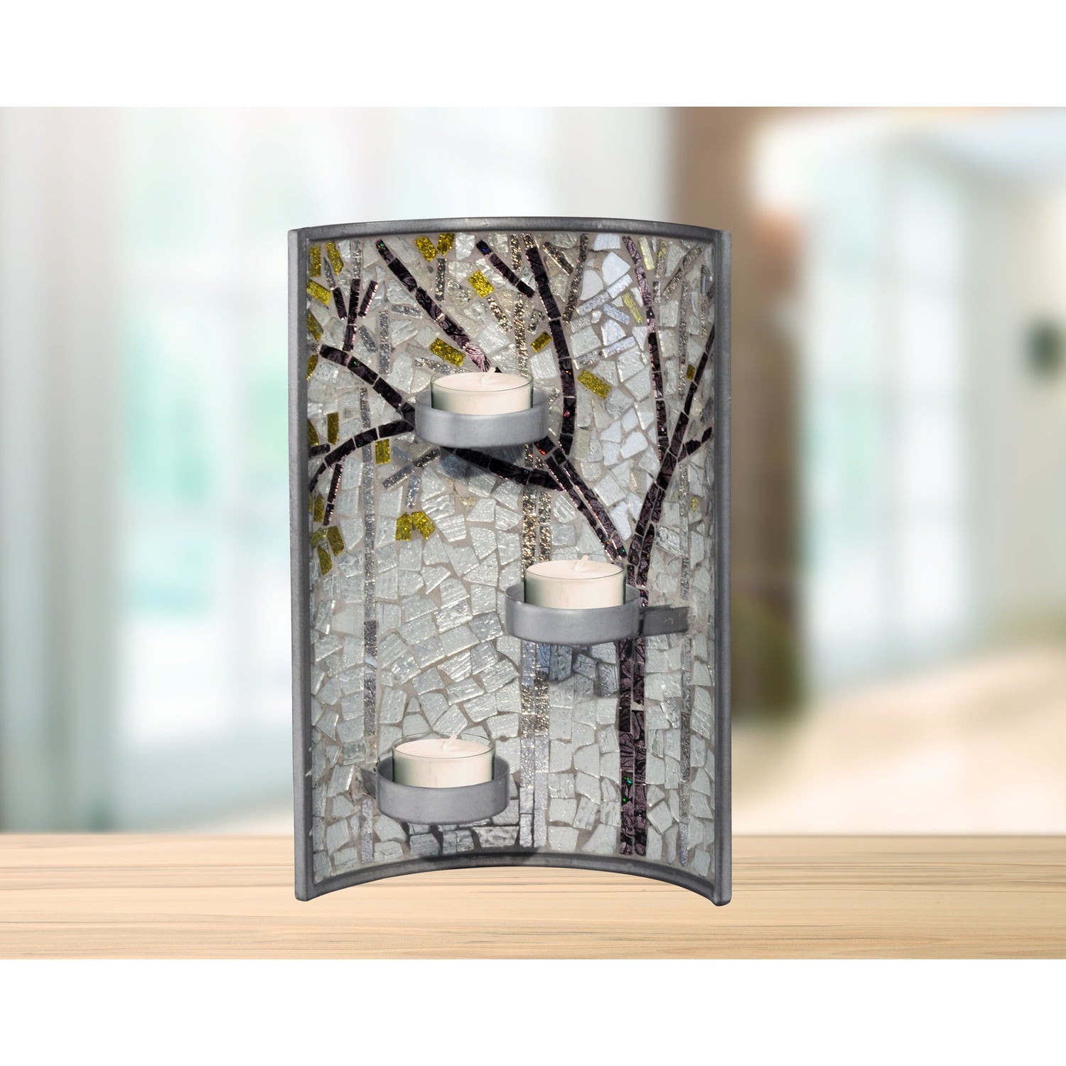 Springdale 11"H Fall Mosaic Art Glass Candle Holder