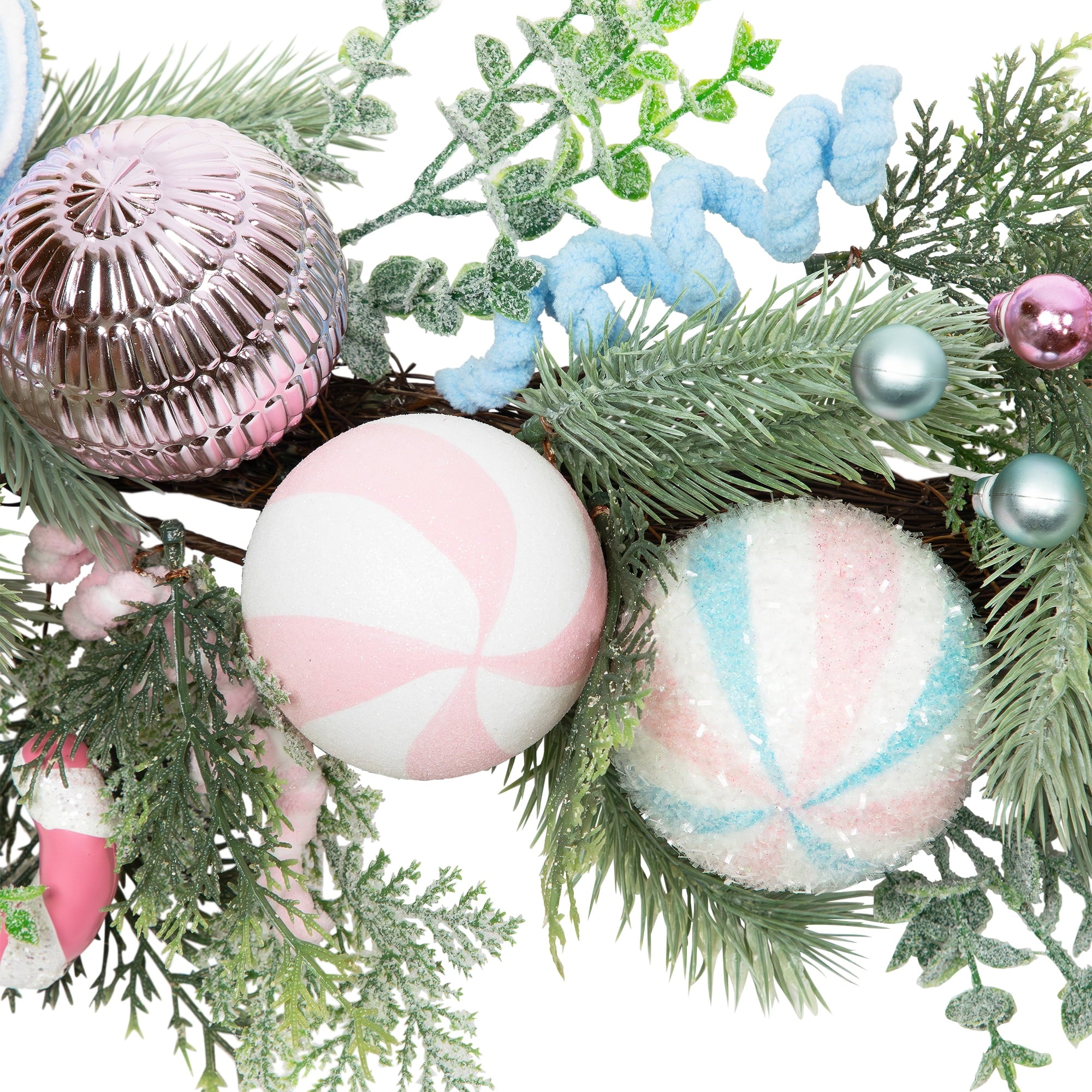 Northlight Pastel Bows and Ornaments Artificial Christmas Garland - 6' x 7" - Unlit