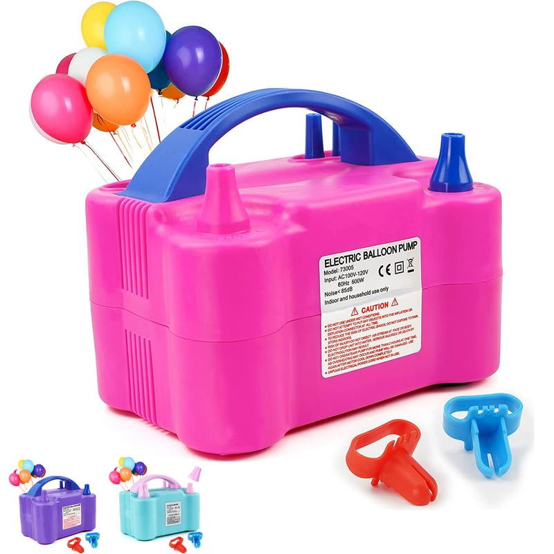 Electric Air Balloon Pump, Portable Dual Nozzle Electric Balloon Inflator, Electric Balloon Pump for Birthday Party Decoration, 110V 600W
