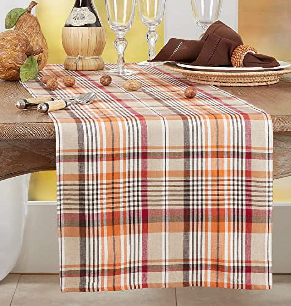Fennco Styles Harvest Tartan Plaid Design Cotton Placemats 14" W x 20" L, Set of 4 - Multicolored Table Mats for Home, Dining Table Décor, Banquet, Thanksgiving, Christmas and Special Event
