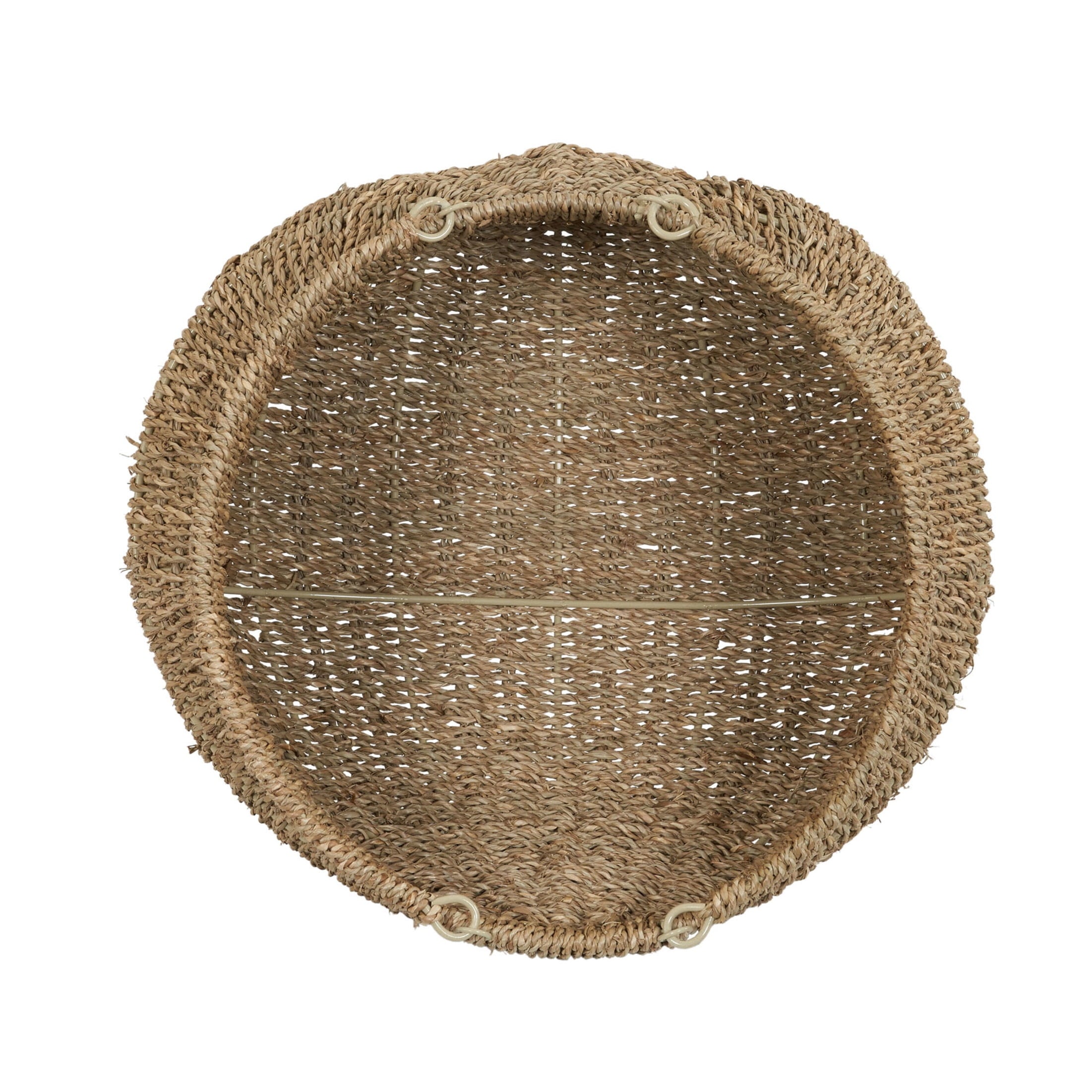 Household Essentials Seagrass Baskets, Set of 2 Decorative Baskets with Handles, Natural Seagrass with Wire Frame, Great for Decoration or Storage