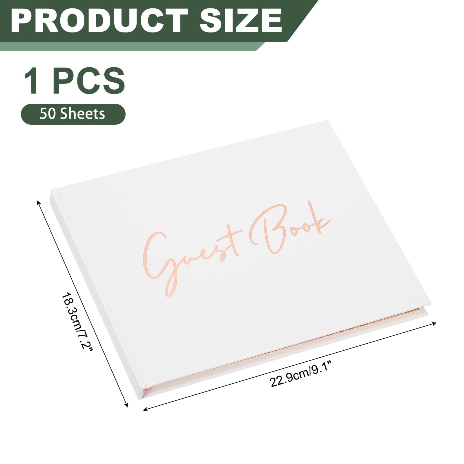 Uxcell Guest Book, 100 Pages Wedding Guest Reception Signature Book Party Decorations Supplies with Pen Signboard for Birthday Bridal Shower, Gold